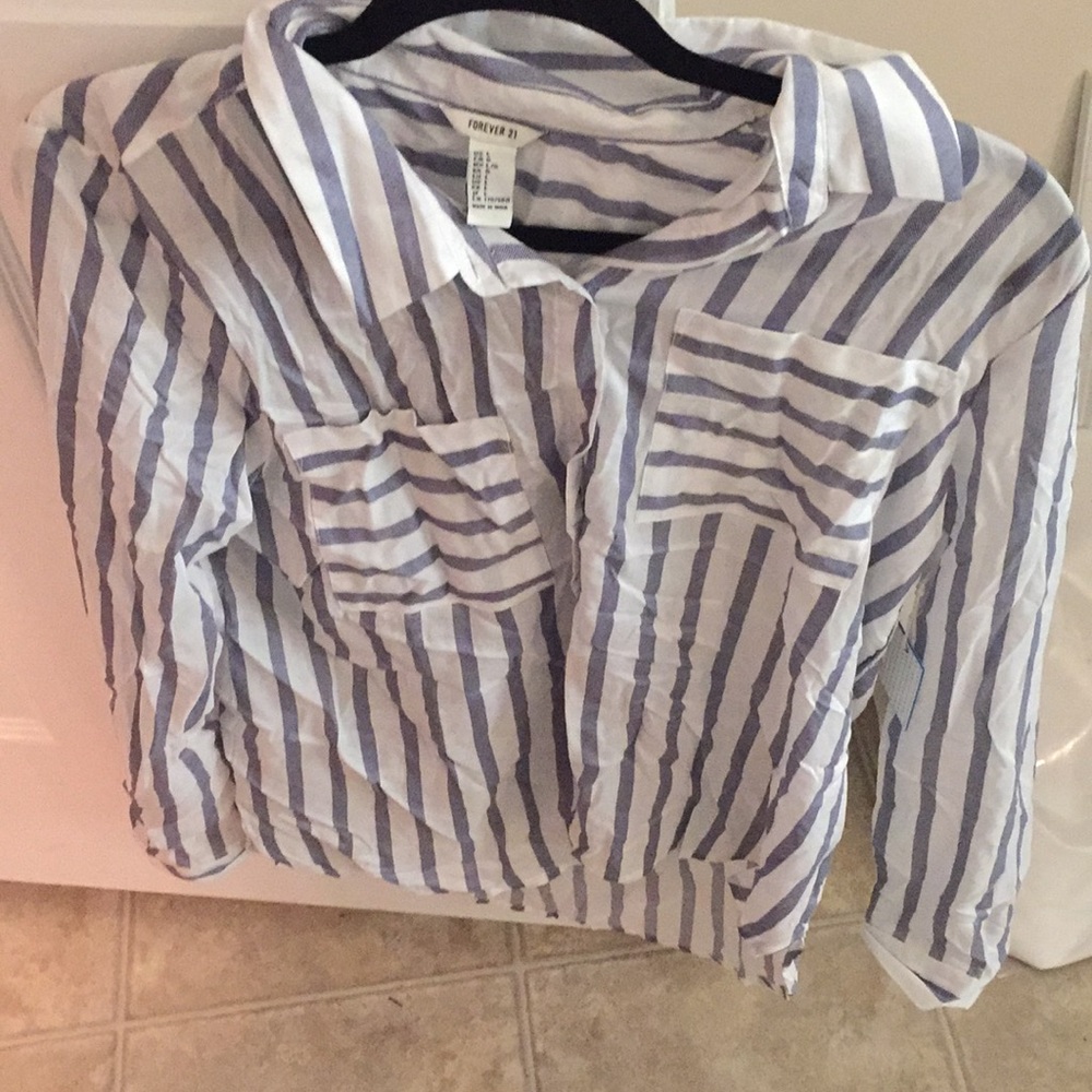 Forever 21 stripped collard shirt